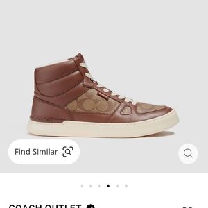 Coach Men's Brown and Cream High-Top Sneakers